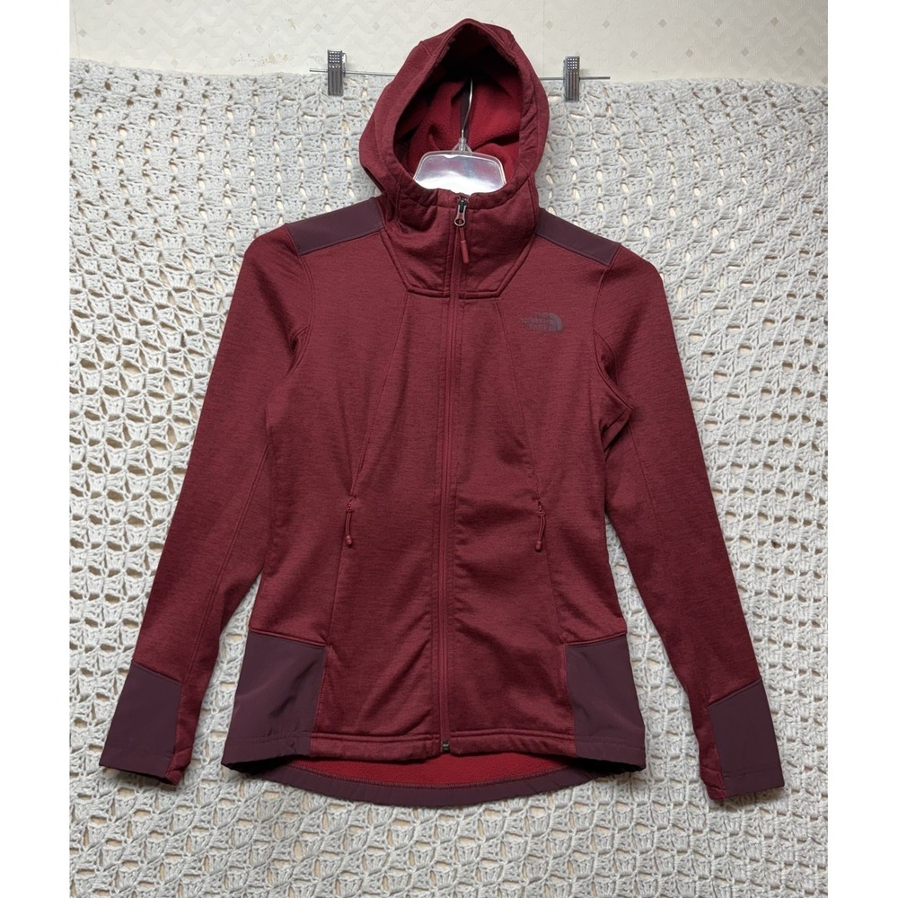 The North Face Hoodie Womens Sz S Dark Red Shastina Stretch Zip Pockets